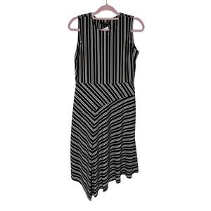 NWT Banana Republic Black & White Sleeveless Asymmetrical Hem Midi Dress Size S